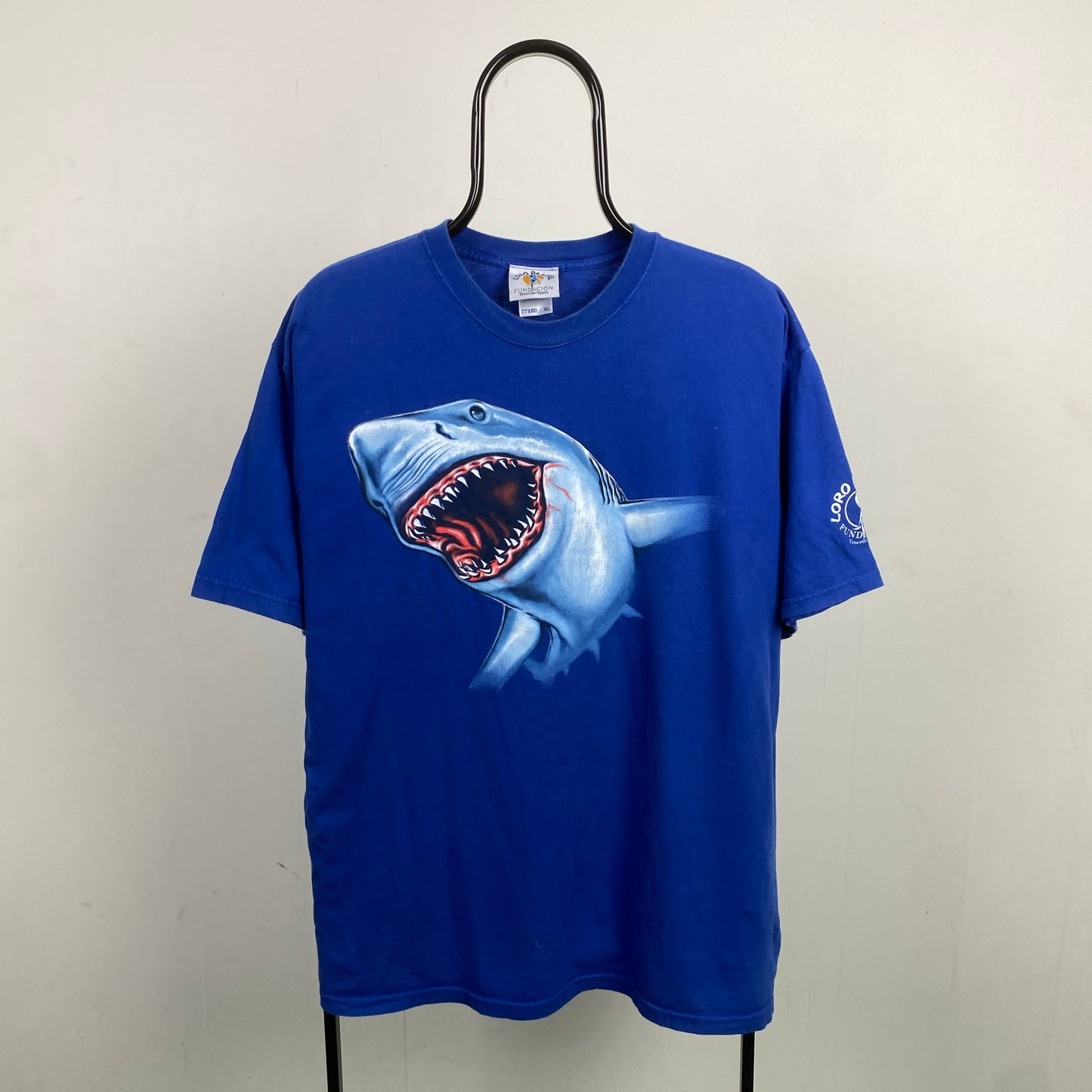 Retro 90s Loro Parque Shark T-Shirt Blue XL