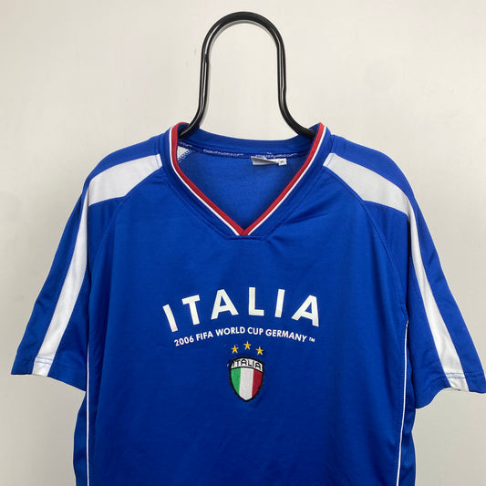 Retro 90s Italy Football Shirt T-Shirt Blue XL