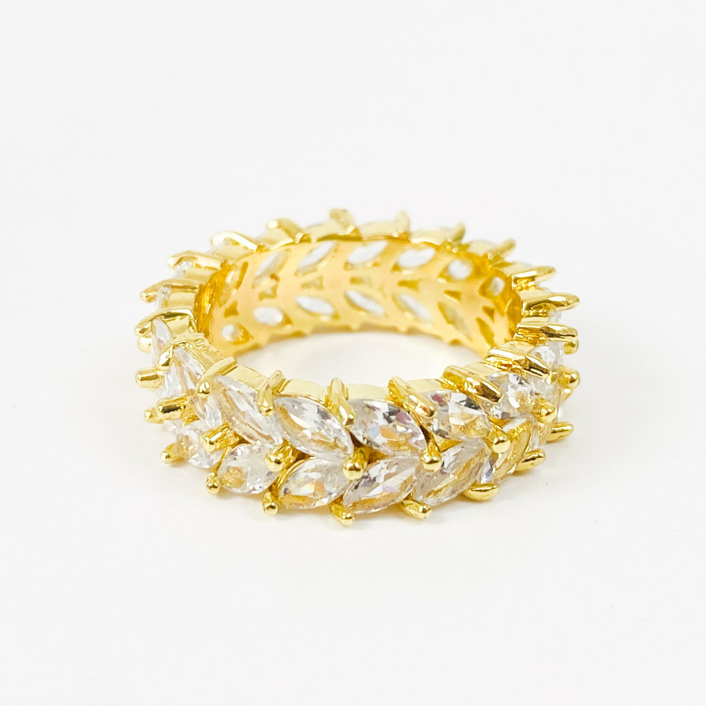 Laurel Gemstone Band Ring Gold