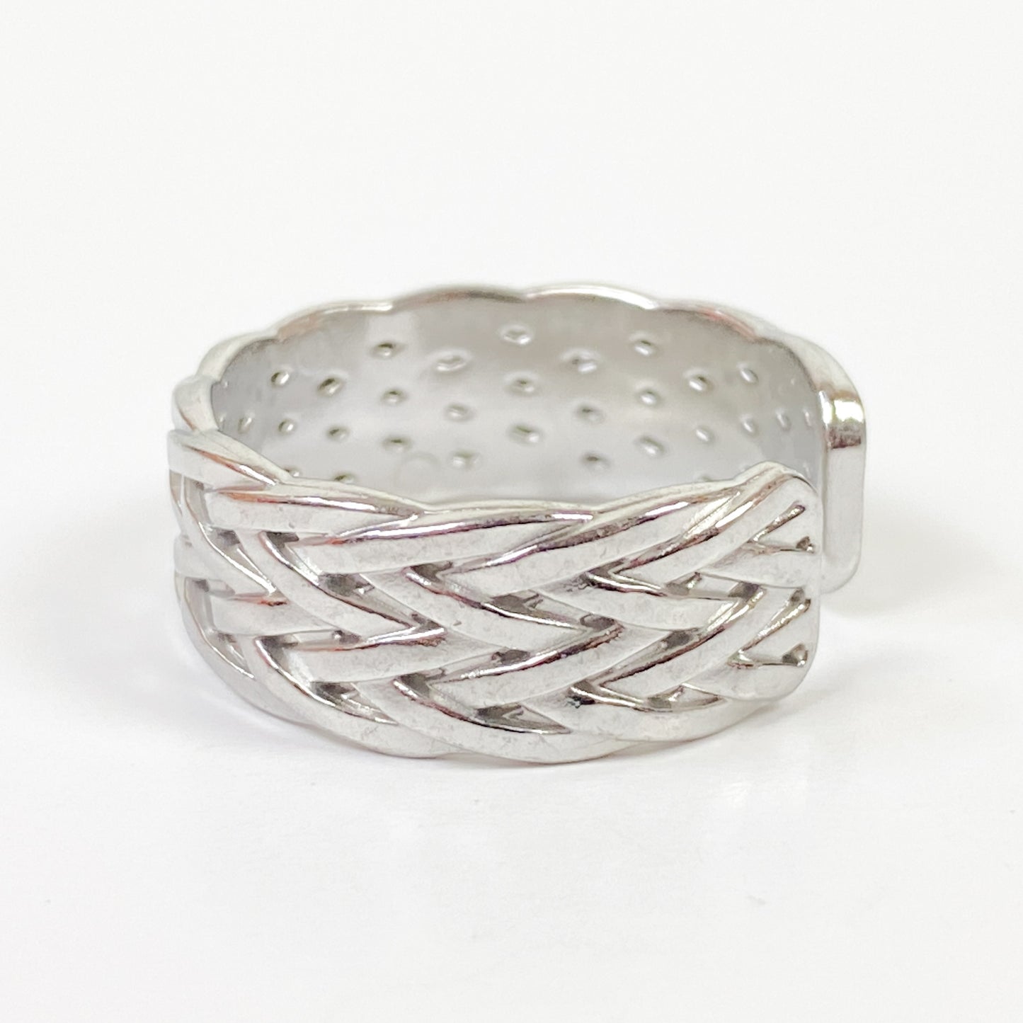 Retro Adjustable Woven Ring Silver