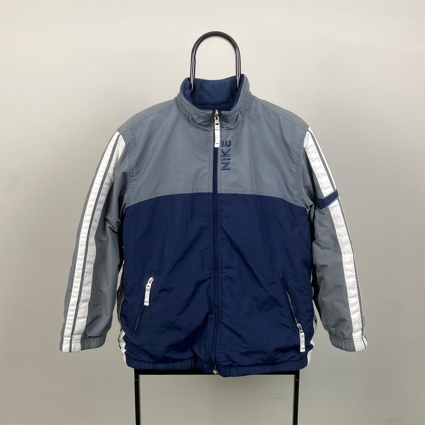 00s Nike Reversible Fleece Coat Jacket Blue Large