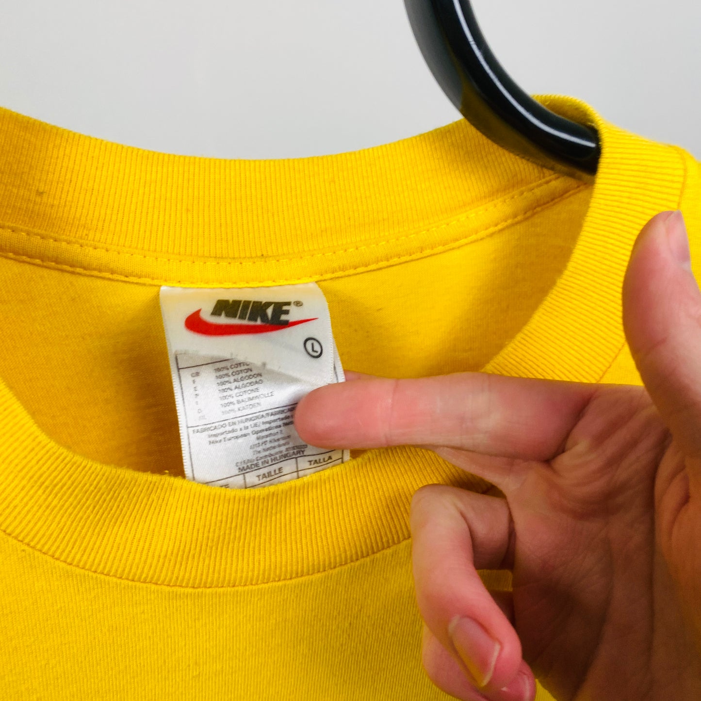 90s Nike Brazil R9 T-Shirt Yellow Large