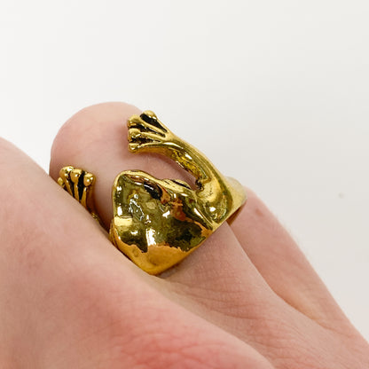 Retro Adjustable Frog Ring Gold