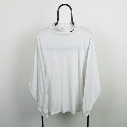 90s Nike Mock Neck Long Sleeve T-Shirt White XL