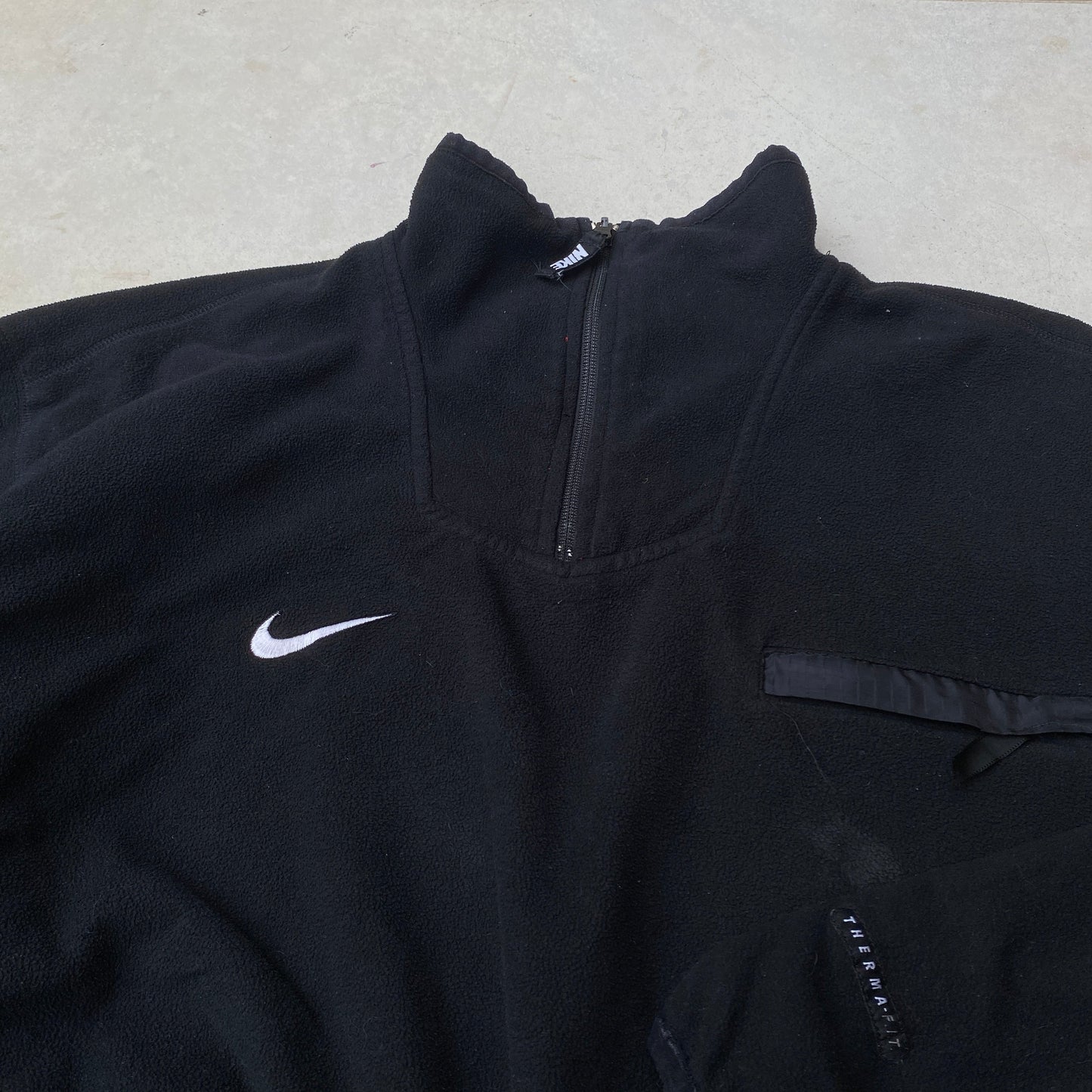 90s Nike Reversible 1/4 Zip Fleece Coat Jacket Black Large