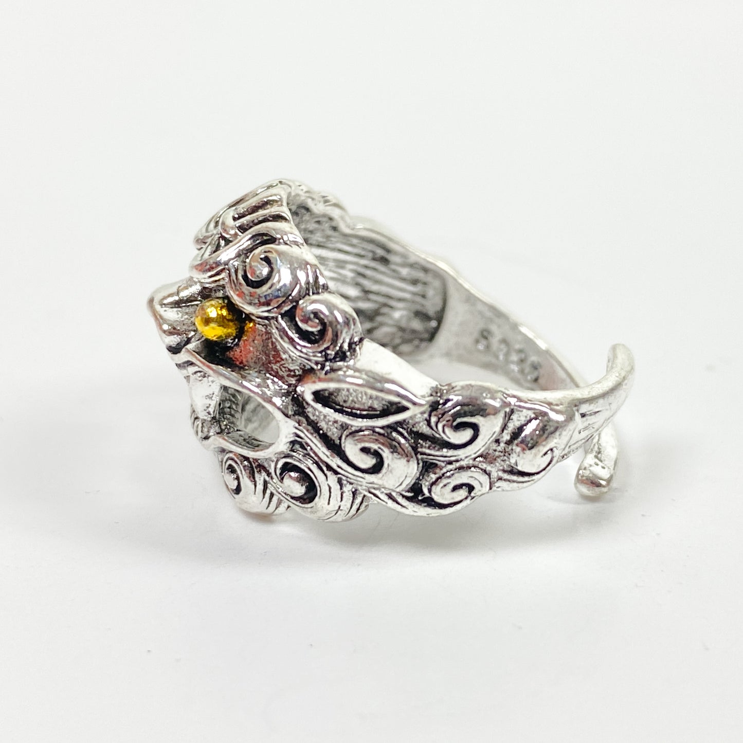 Retro Adjustable Chinese Dragon Ring Silver