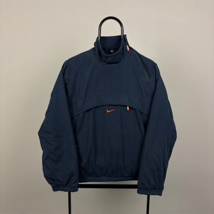 90s Nike Reversible Sidewinder Fleece Coat Jacket Blue Small