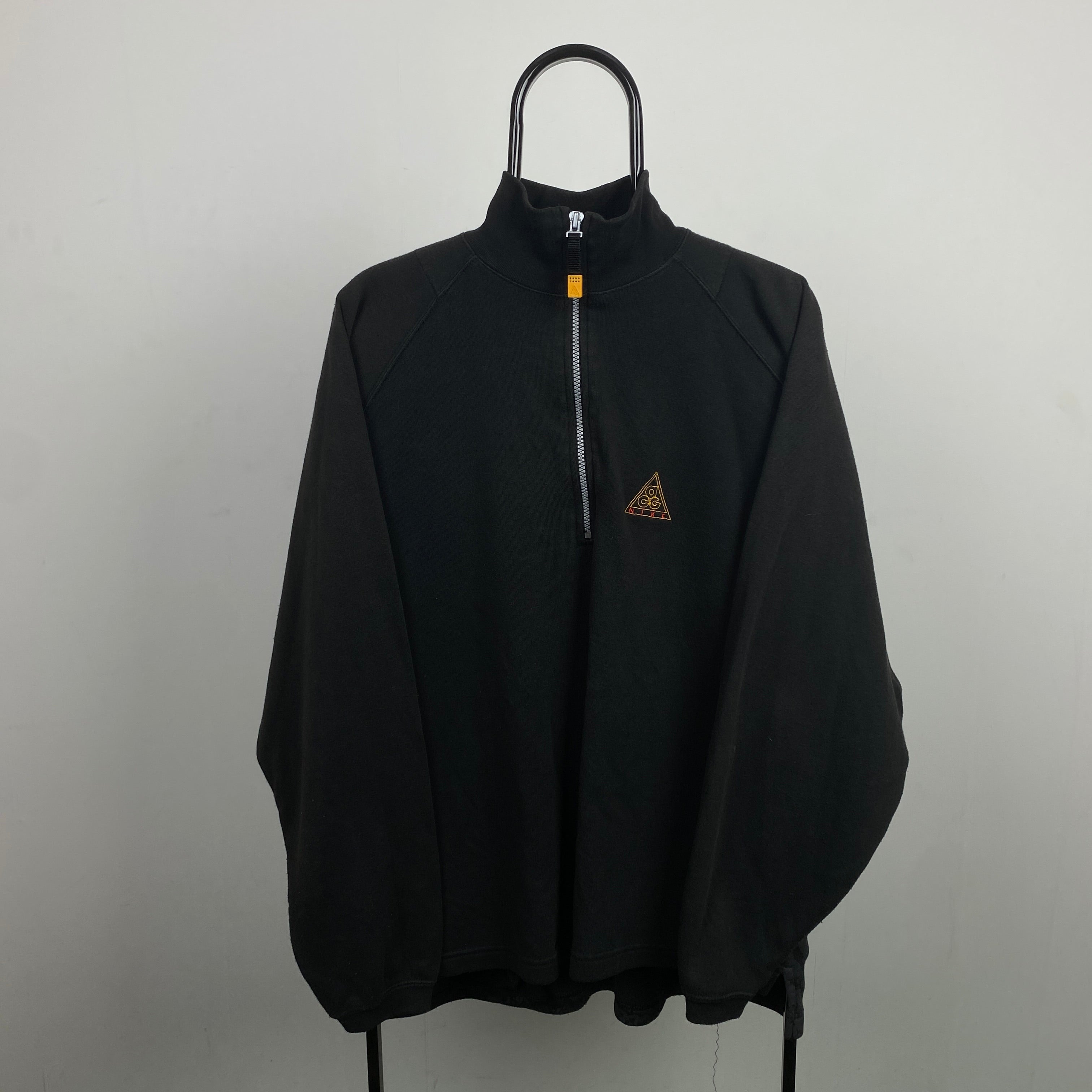 90s Nike ACG 1/4 Zip Sweatshirt Black Medium