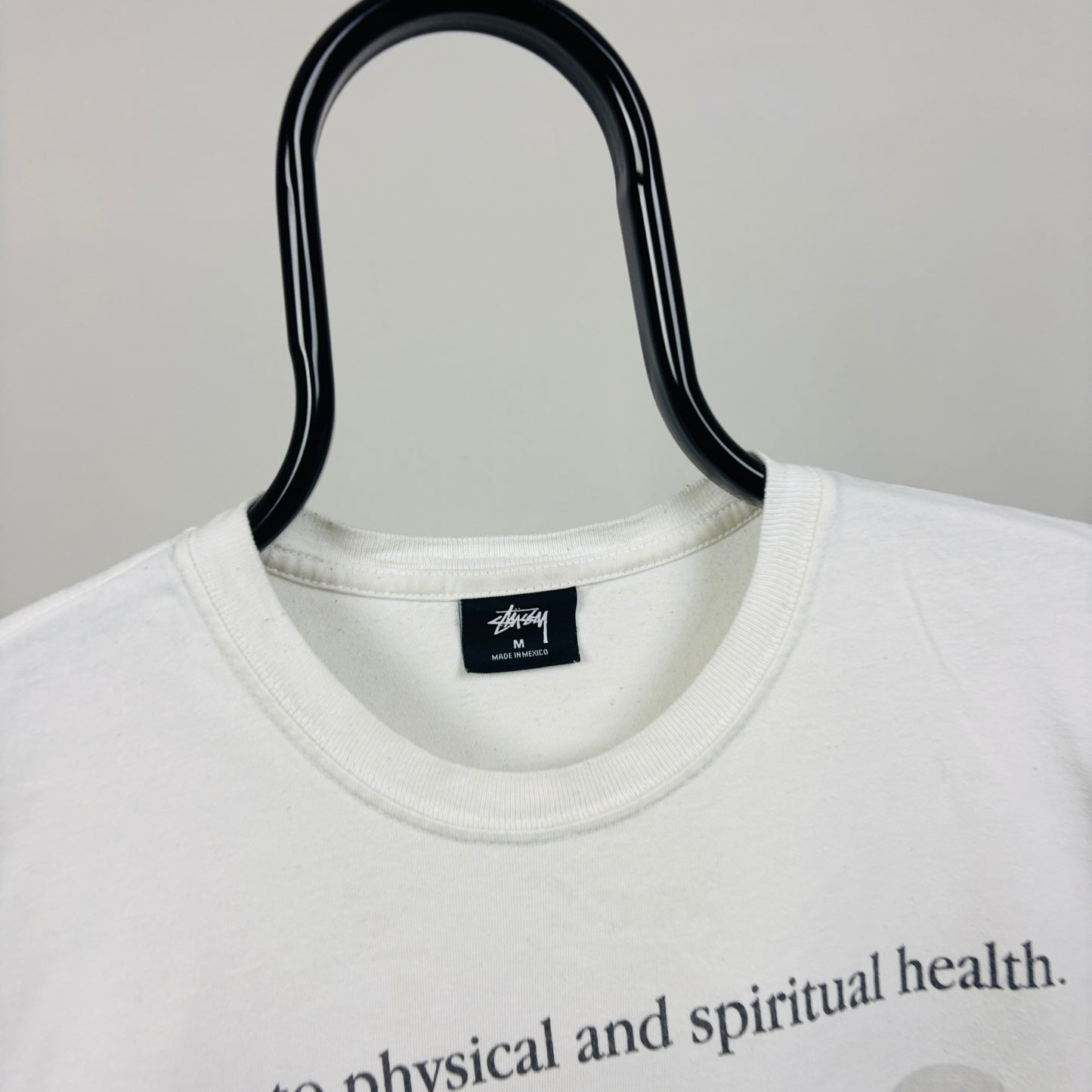 00s Stussy Stones Crystals T-Shirt White Medium