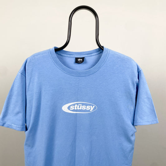 Retro 00s Stussy T-Shirt Baby Blue Medium