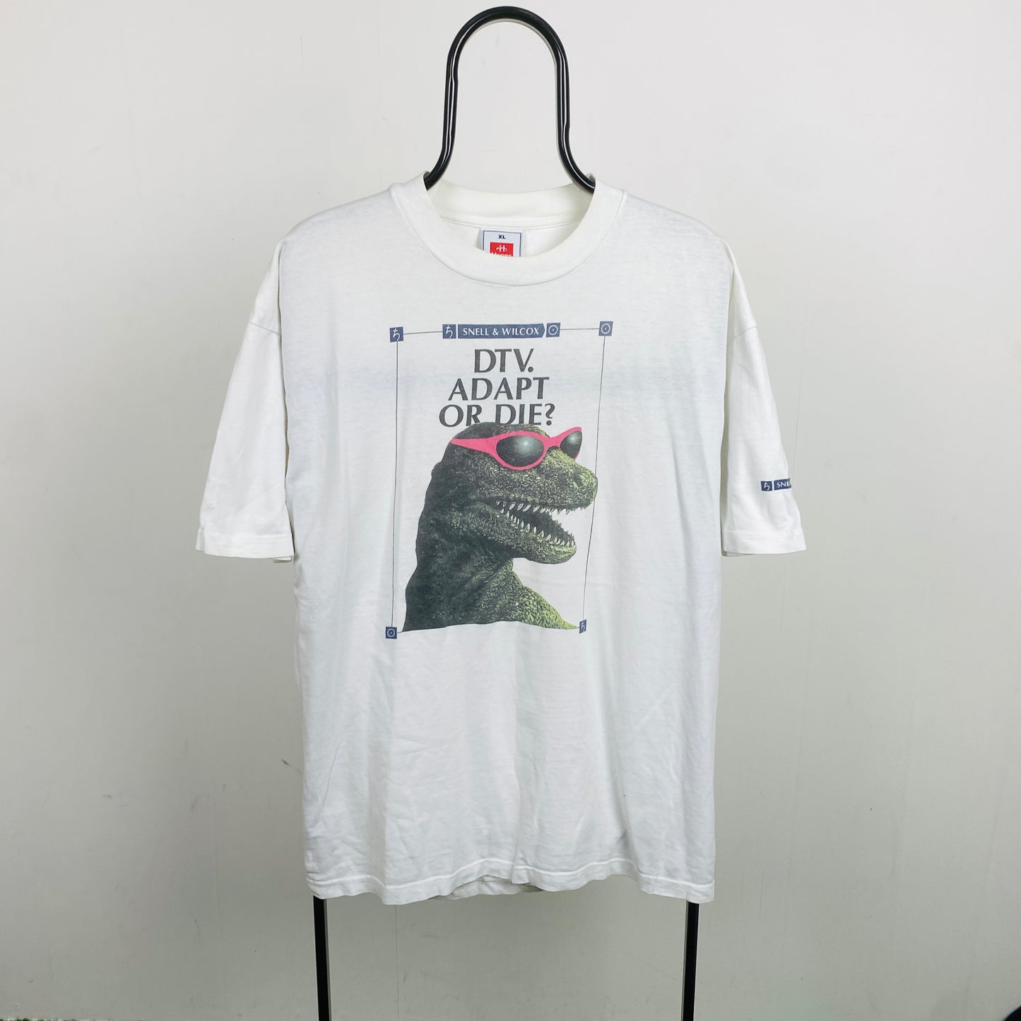 Retro DTV Dinosaur T-Shirt White XL