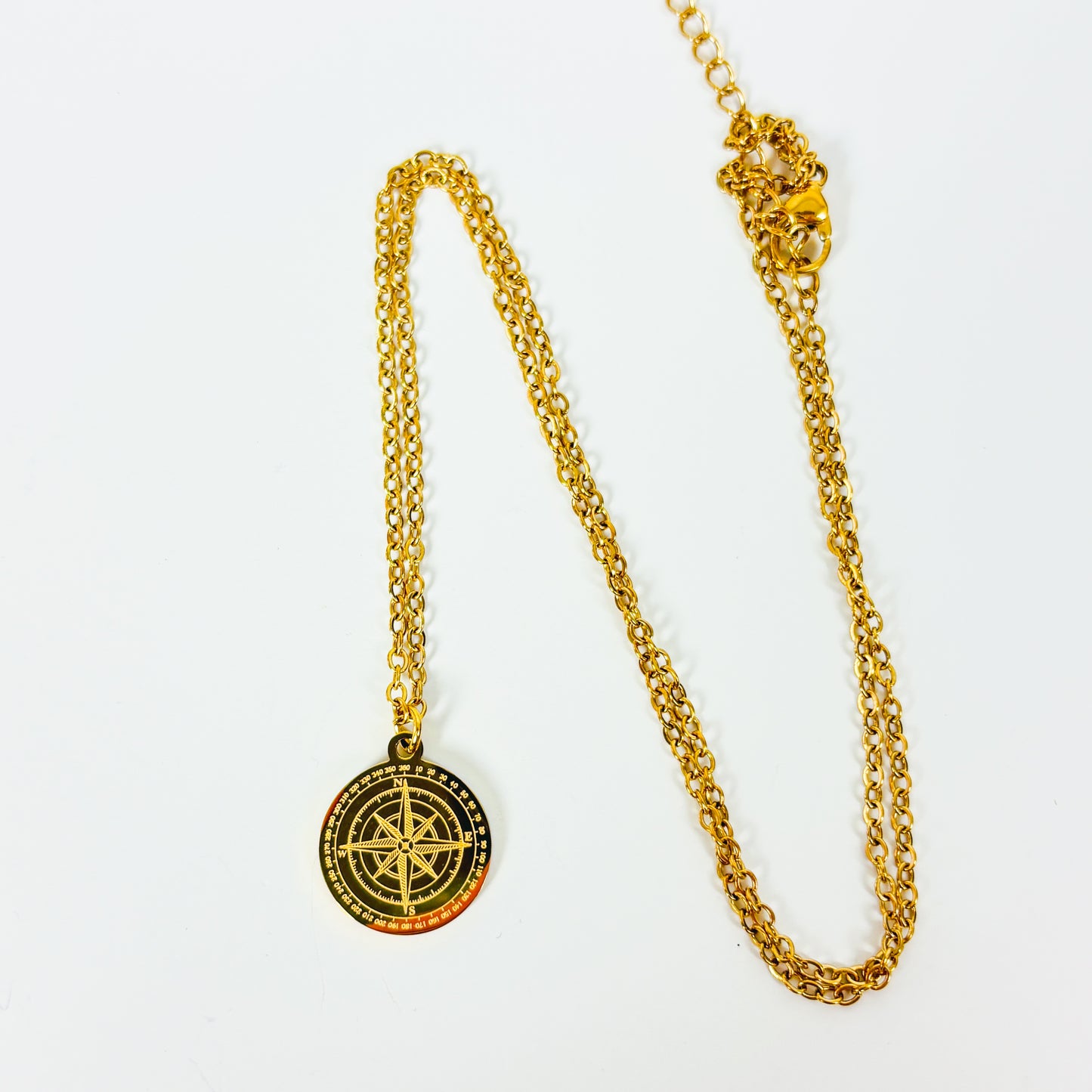 Vintage Compass Necklace Gold