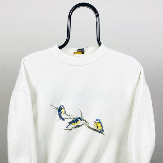 Retro 90s Bird Sweatshirt Brown Small