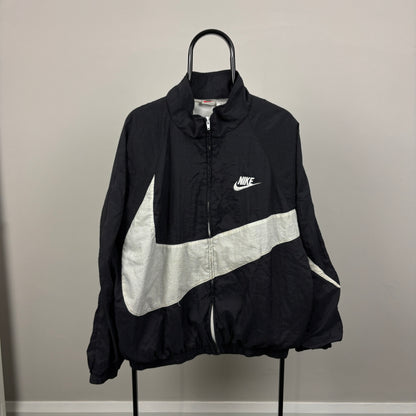 90s Nike Windbreaker Jacket Black Large