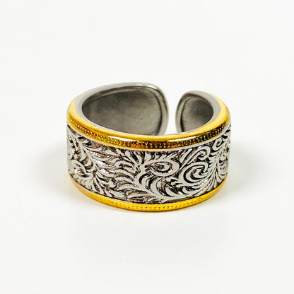 Vintage Retro Ornate Adjustable Ring Silver