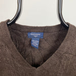 Retro Knitted Sweater Vest Sweatshirt Brown XXL