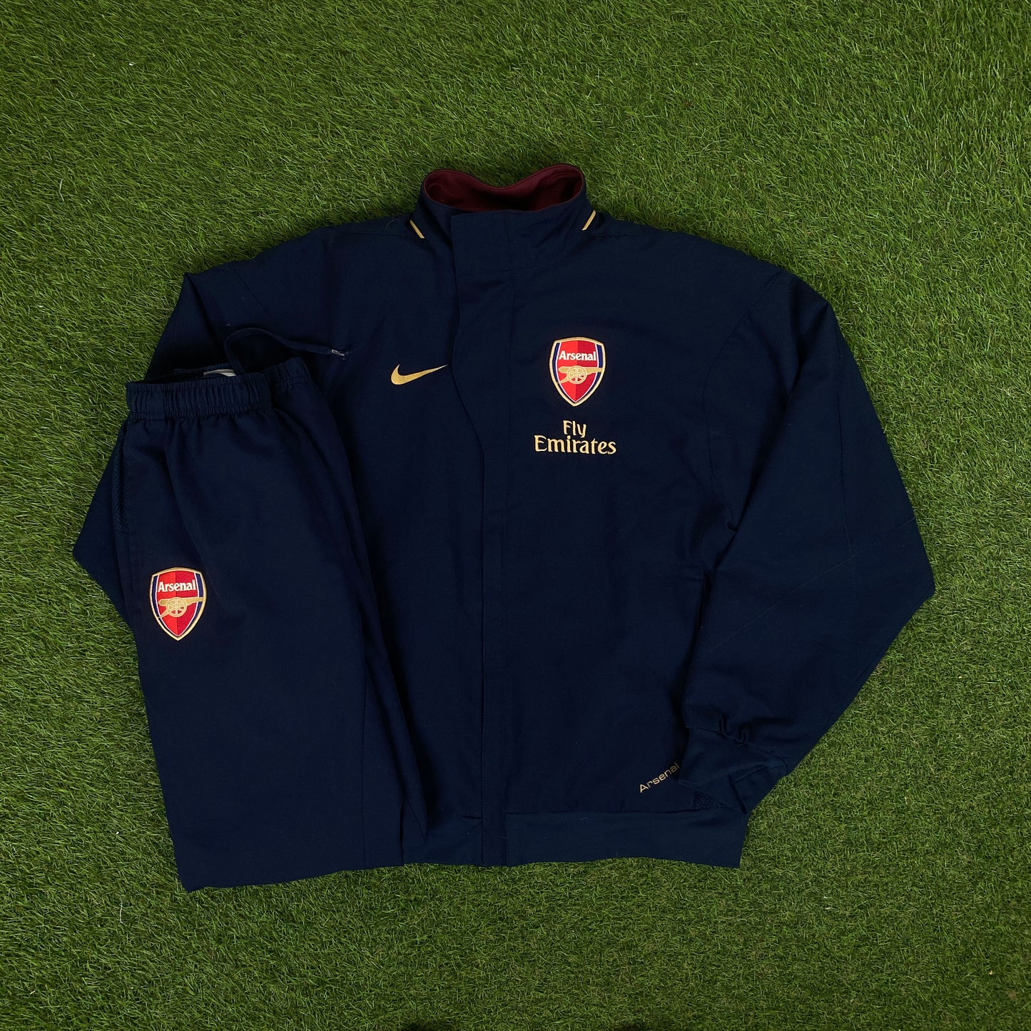 00s Nike Arsenal Football Jacket + Joggers Set Red XS