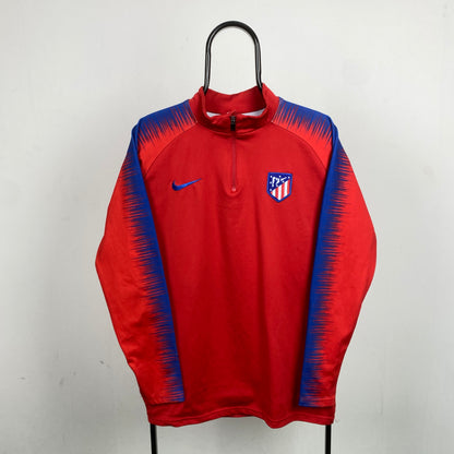 00s Nike Atletico Madrid 1/4 Zip Sweatshirt Red XL