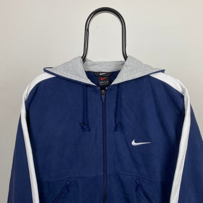 90s Nike Zip Hoodie Blue Small