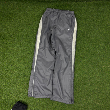 00s Nike Piping Windbreaker Jacket + Joggers Set Black Small