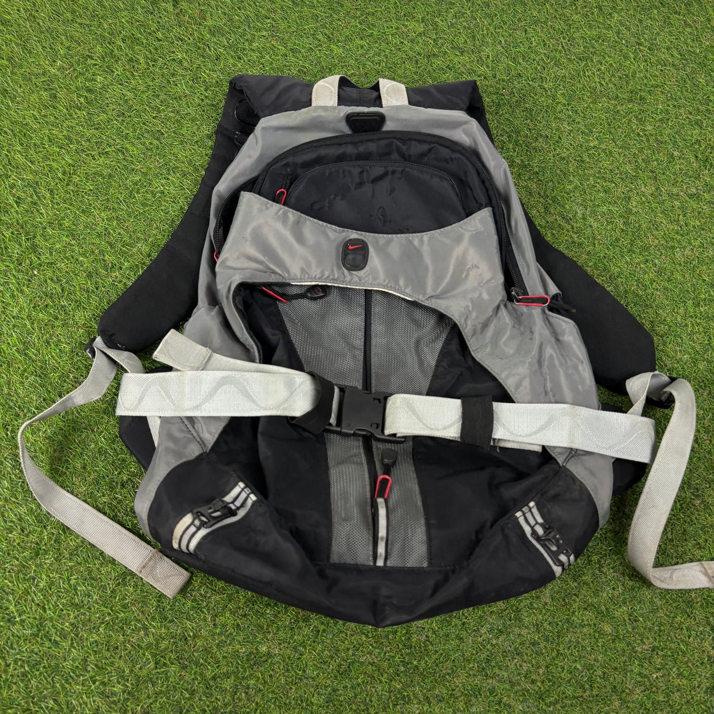 90s Nike Multi Pocket Rucksack Bag Grey