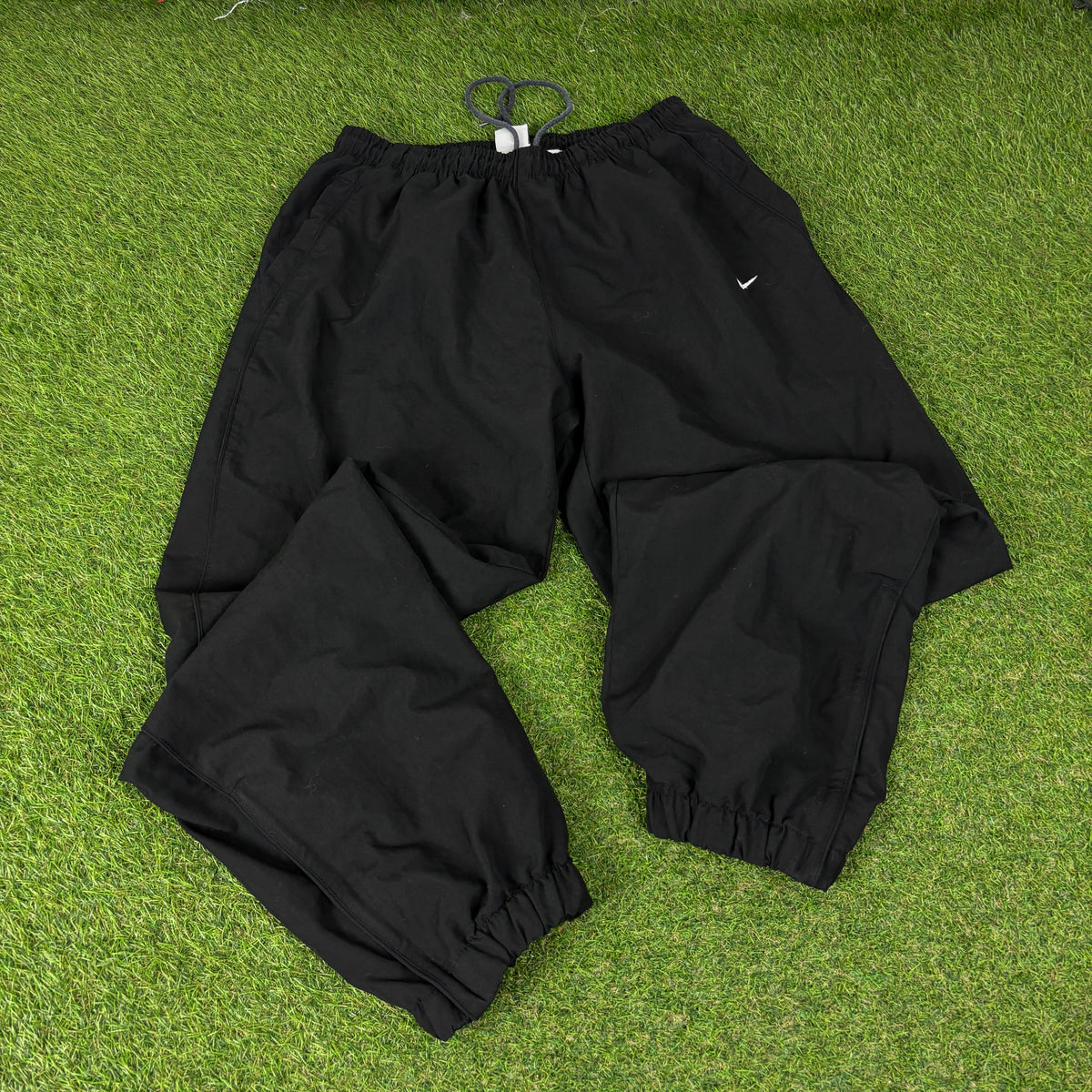 00s Nike Piping Tracksuit Jacket + Joggers Set Black Large