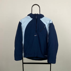 00s Nike 1/4 Zip Puffer Fleece Jacket Blue XS