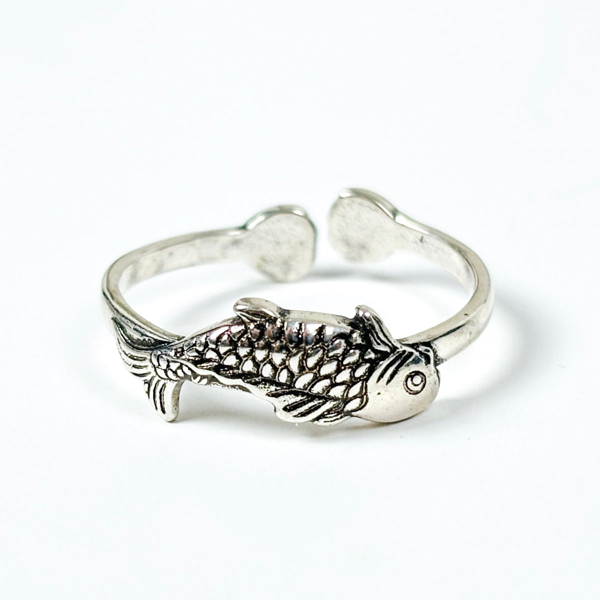 Koi Carp Ring Adjustable Silver