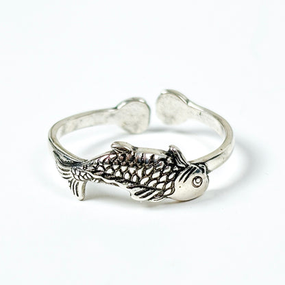 Koi Carp Ring Adjustable Silver