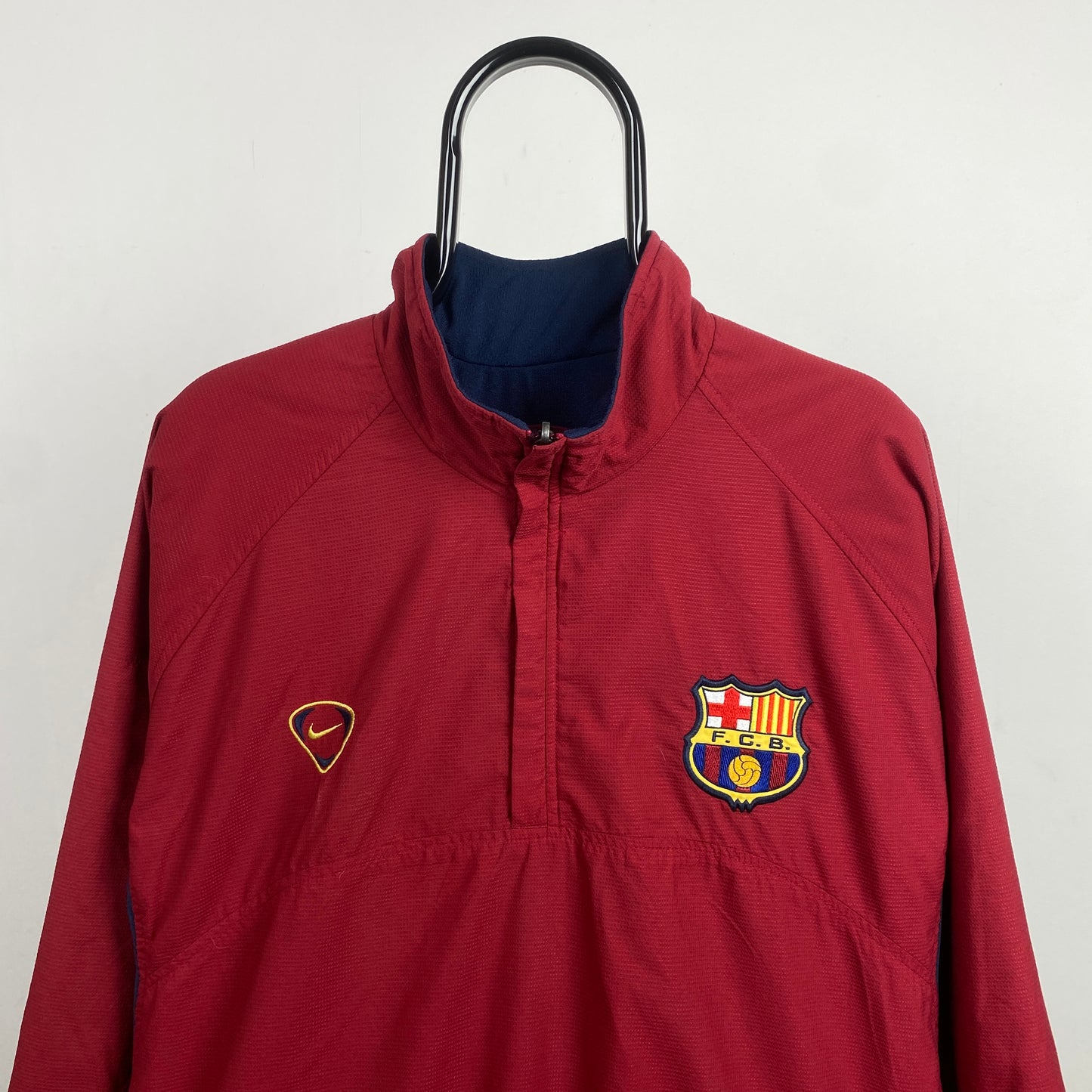 00s Nike Barcelona Reversible Fleece Coat Jacket Red Blue XL