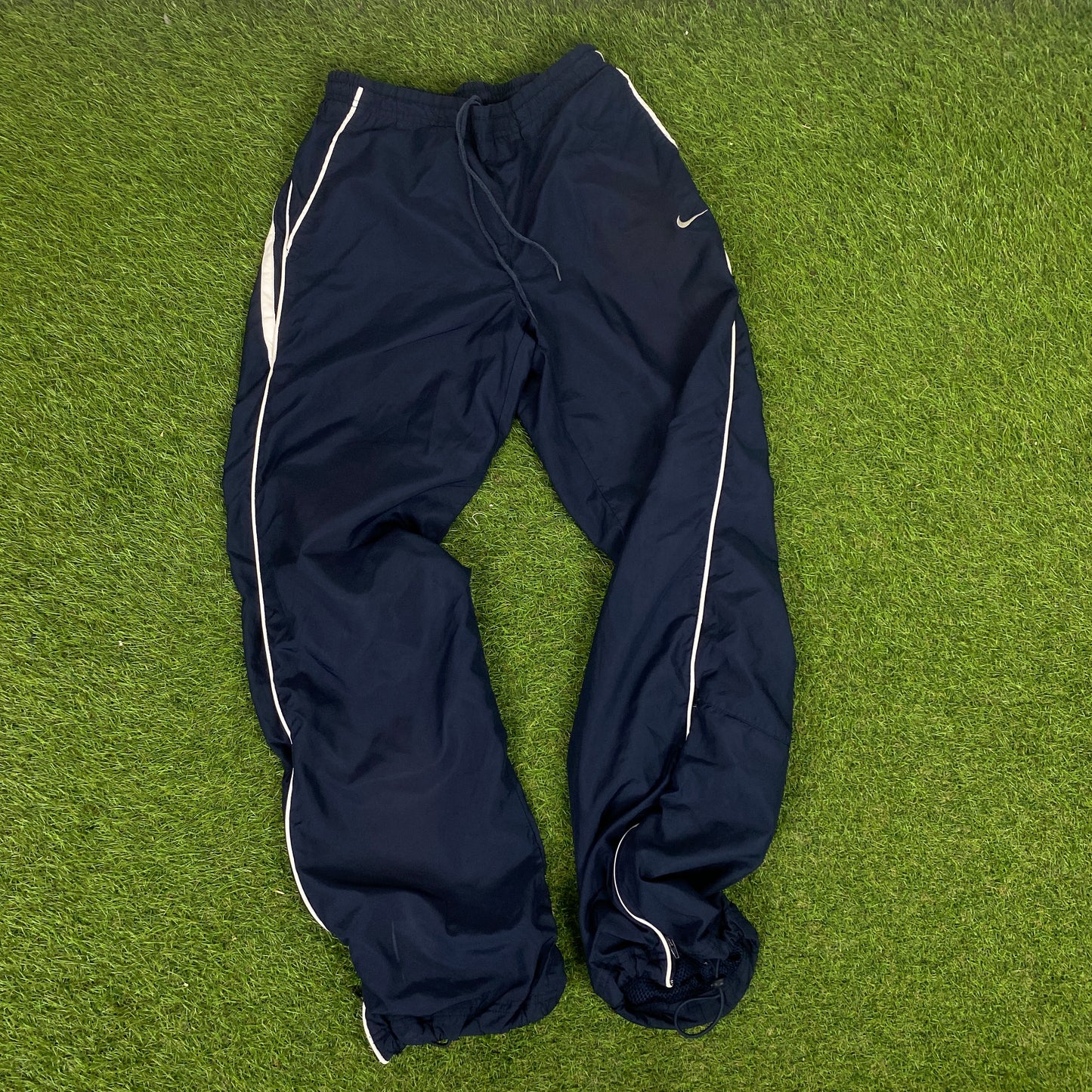 00s Nike Piping Windbreaker Jacket + Joggers Set Blue Small