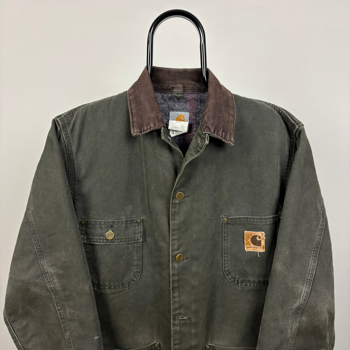 90s Carhartt Blanket Lined Chore Coat Jacket Green Medium