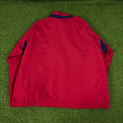 90s Nike Barcelona Piping Tracksuit Jacket + Joggers Set Red Large