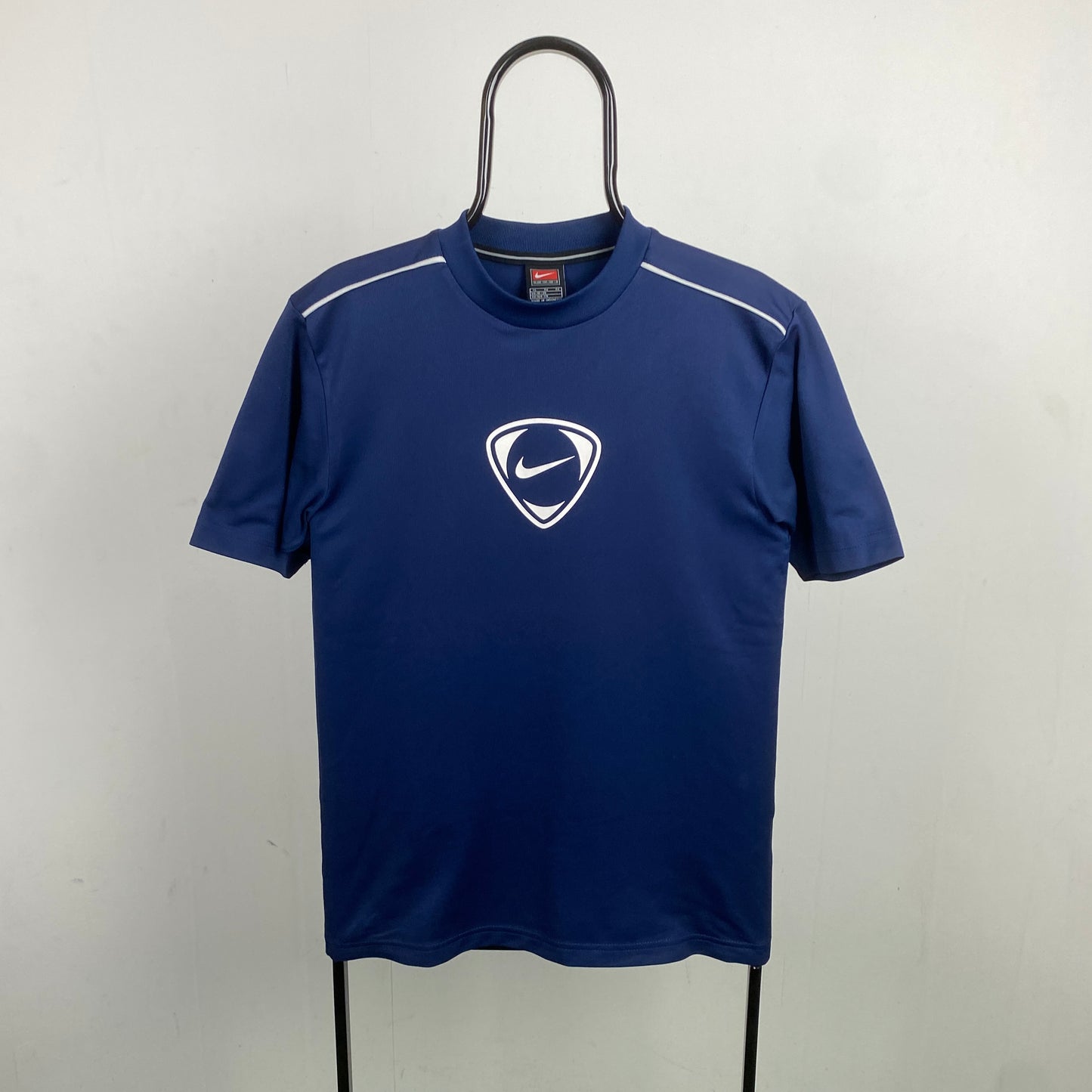 00s Nike Football Shirt T-Shirt Blue Small