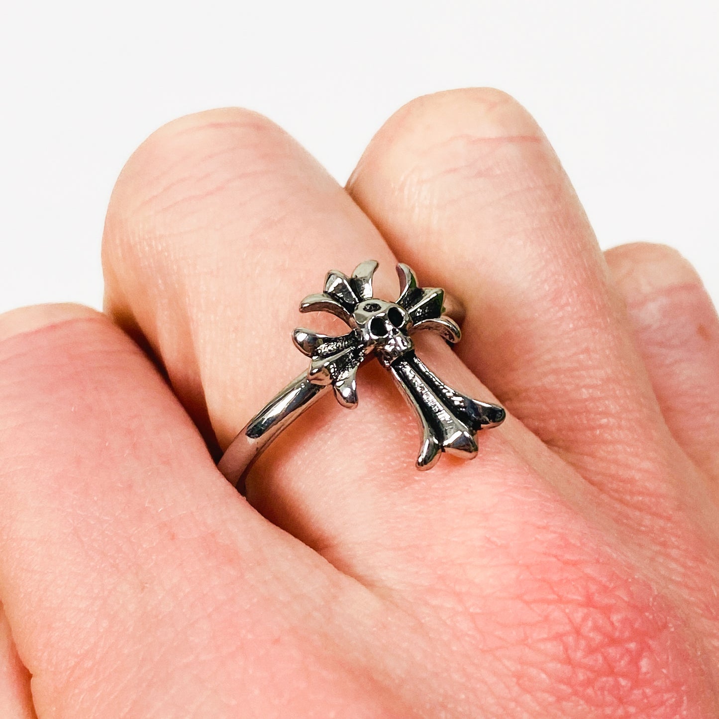 Vintage Skull Band Ring Silver