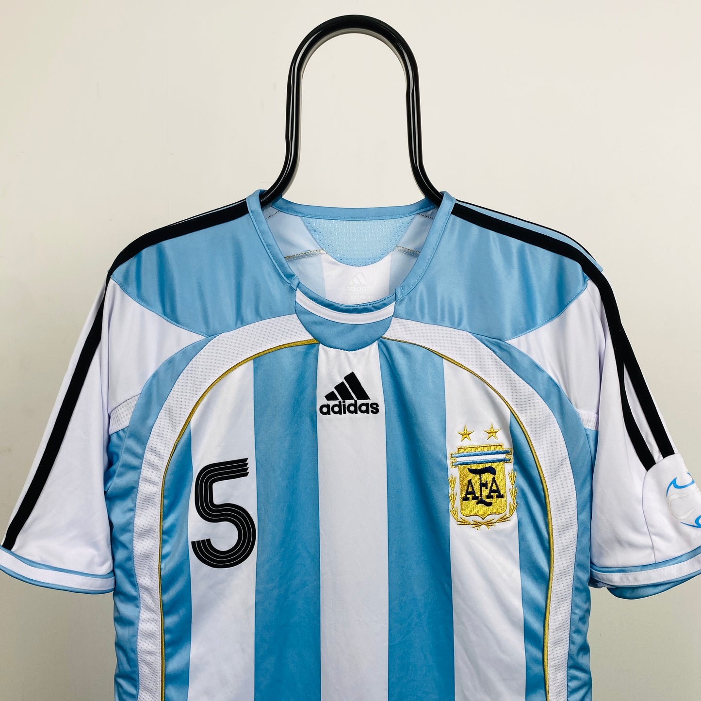 00s Adidas Argentia Football Shirt T-Shirt Blue Medium