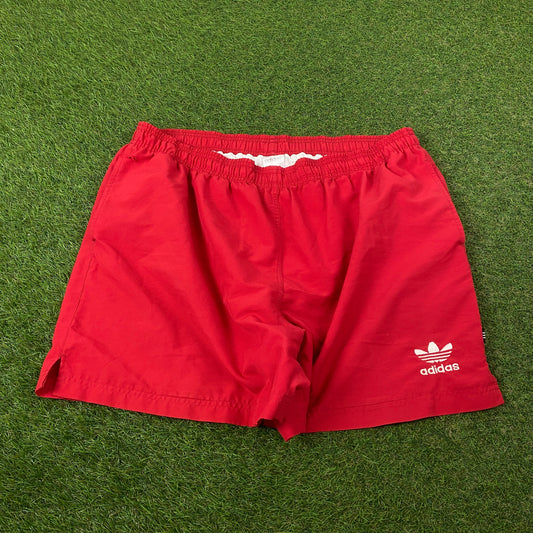 90s Adidas Trefoil Shorts Red Large