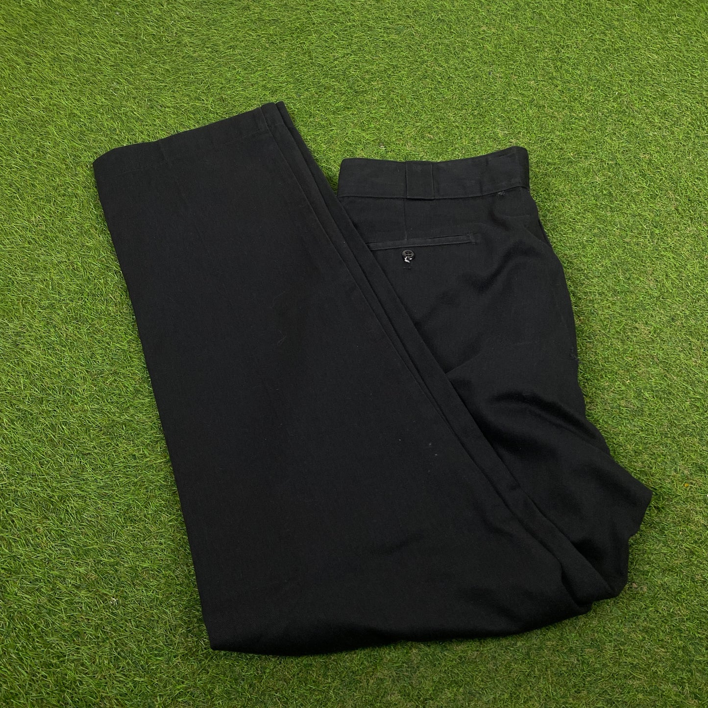 Retro Dickies Cargo Trousers Joggers Black Large