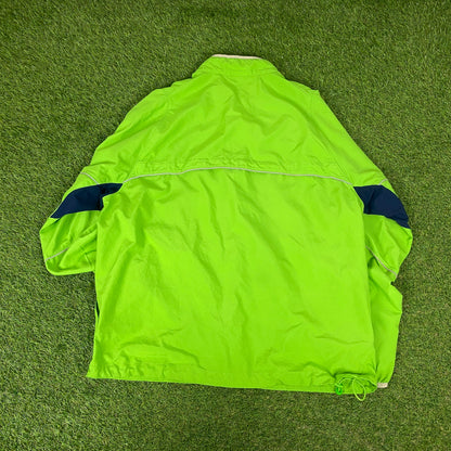 00s Nike Piping Windbreaker Tracksuit Set Jacket + Joggers Green XL