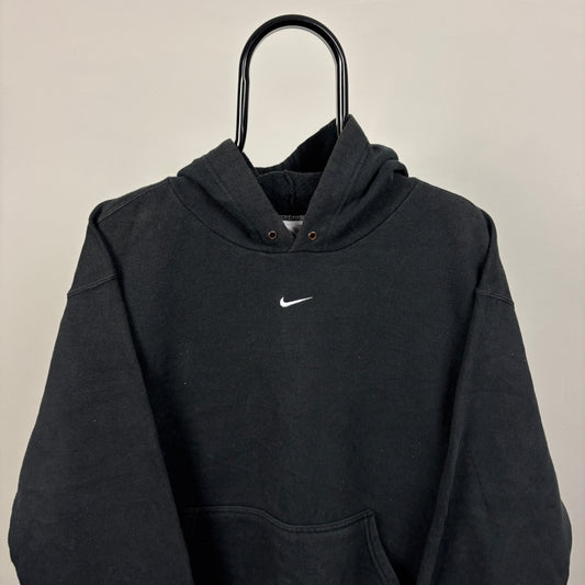 00s Nike Centre Swoosh Hoodie Black Large