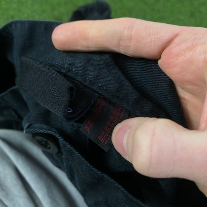 Retro Dickies Workwear Cargo Trousers Joggers Black Large