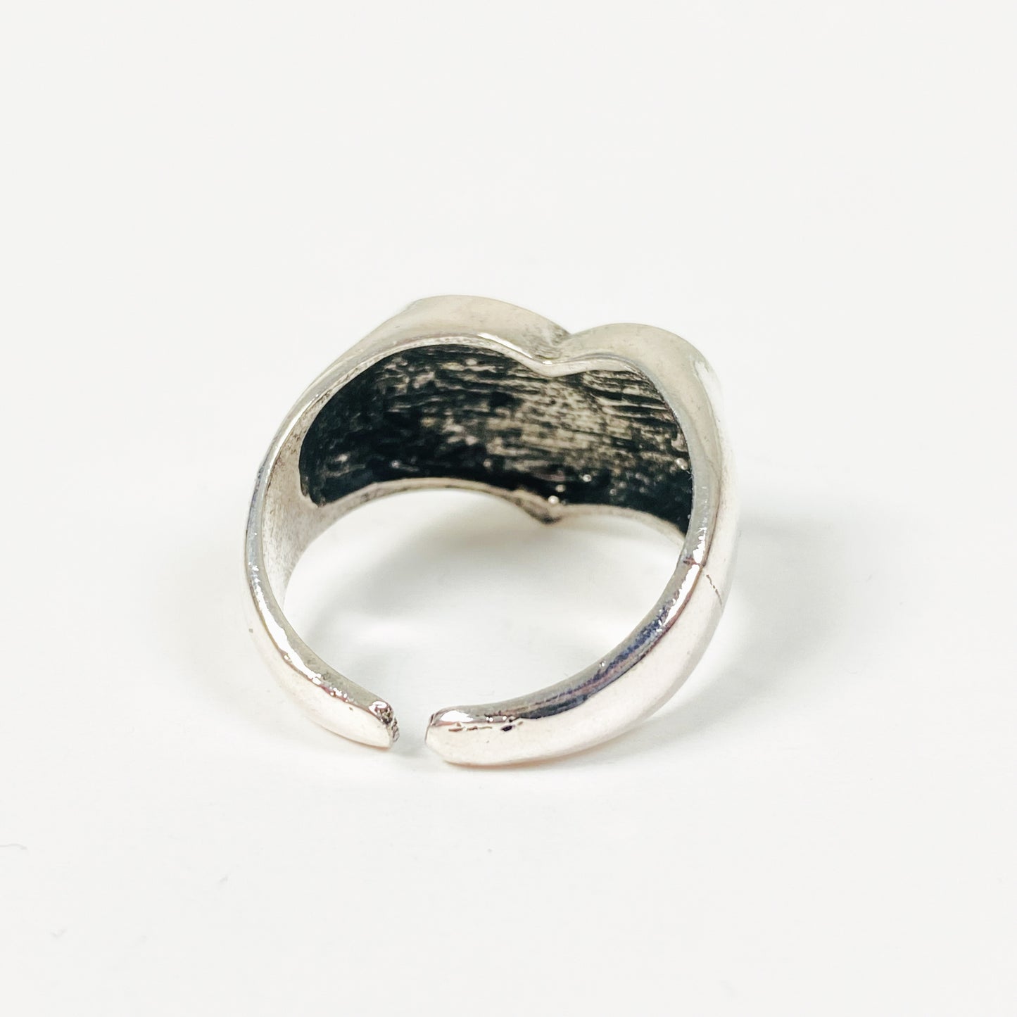 Adjustable Heart Spiral Ring Silver Black