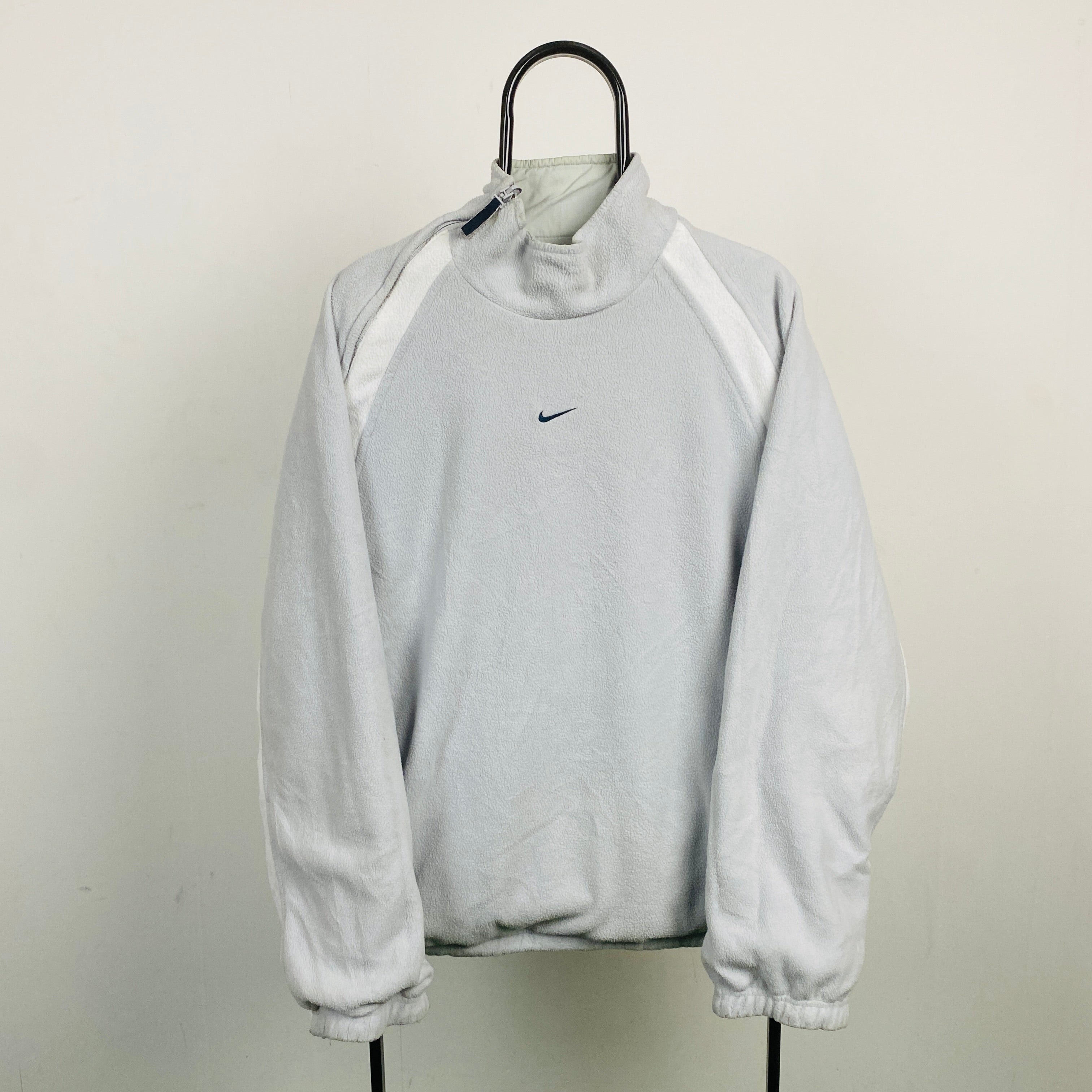 90s Nike Reversible Side Winder Fleece Jacket Grey Large