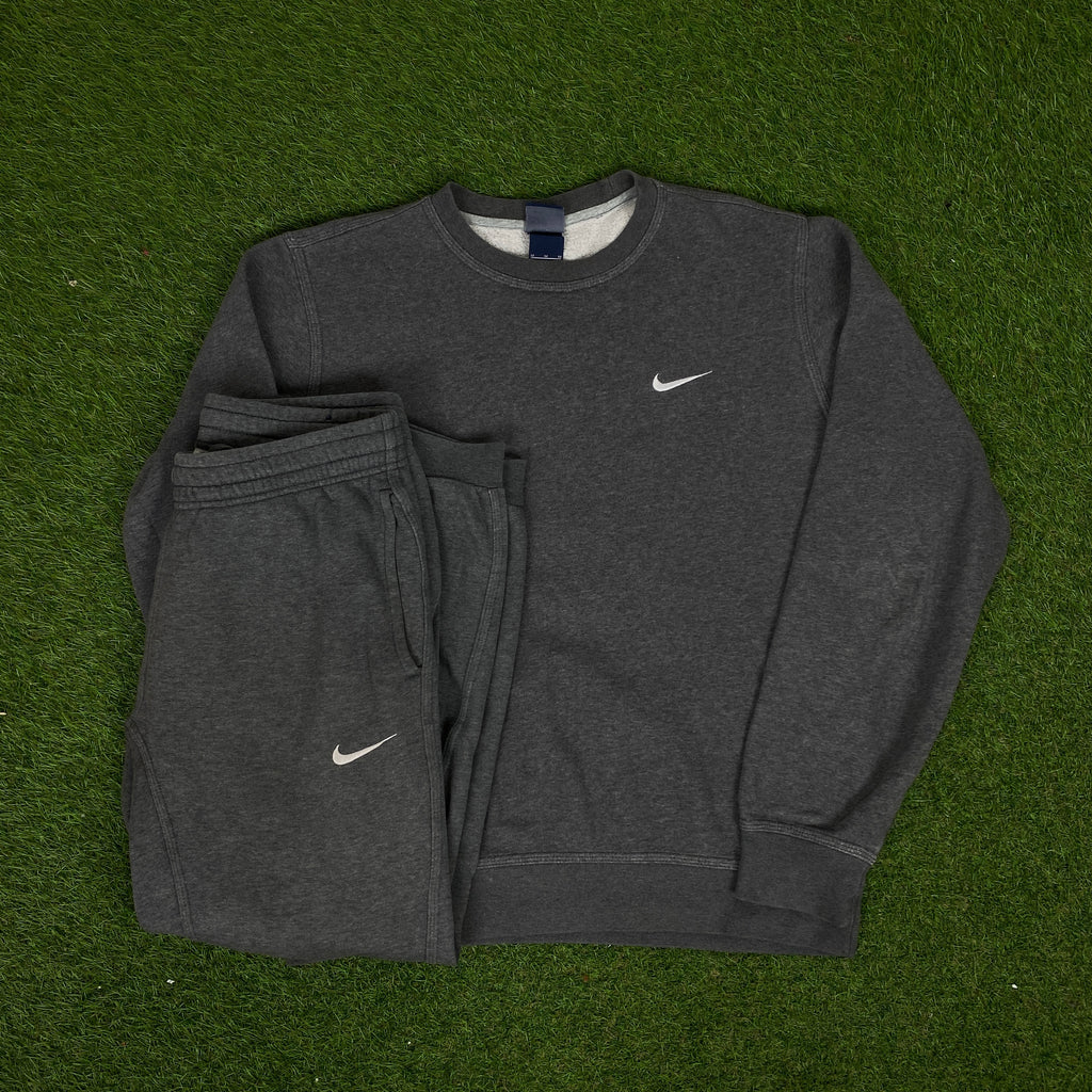 00s Nike Cotton Sweatshirt + Joggers Set Grey Medium
