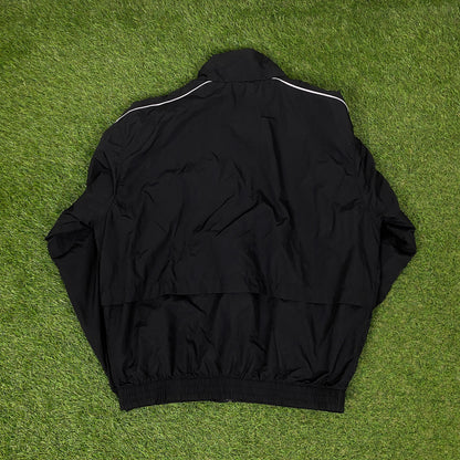 00s Nike Reflective Piping Windbreaker Jacket + Joggers Set Black Small/XS