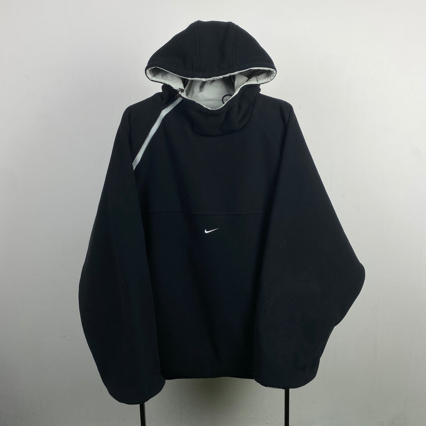 90s Nike Reversible Side Winder Fleece Coat Jacket Black Large