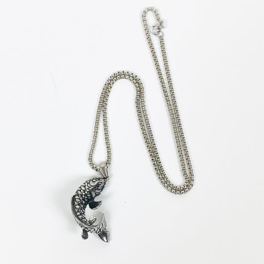 Retro Carp Necklace Chain Silver