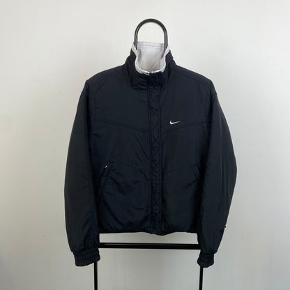90s Nike Reversible Puffer Jacket Black White Large
