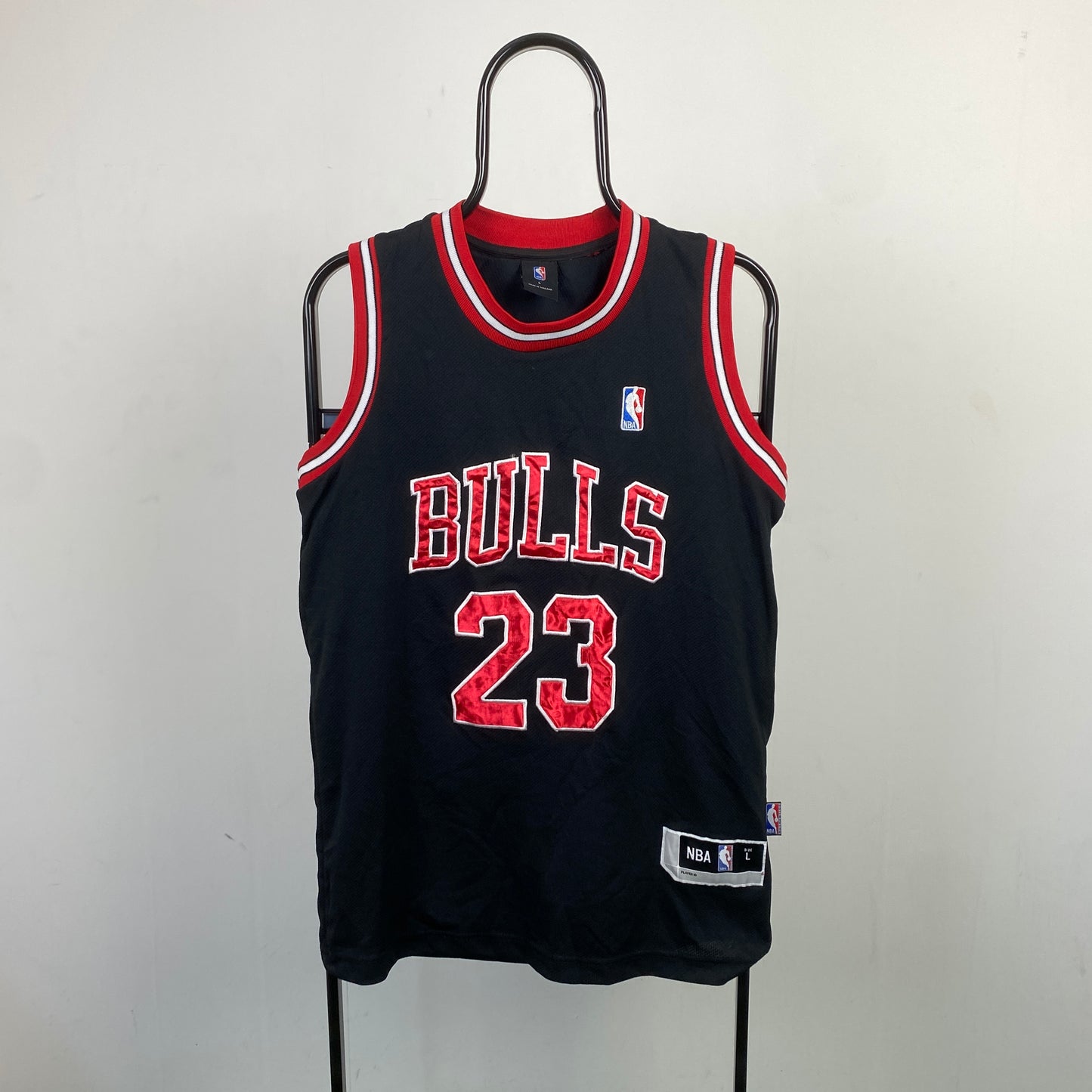 Retro Bulls Jordan NBA Basketball Jersey Vest T-Shirt Black Large