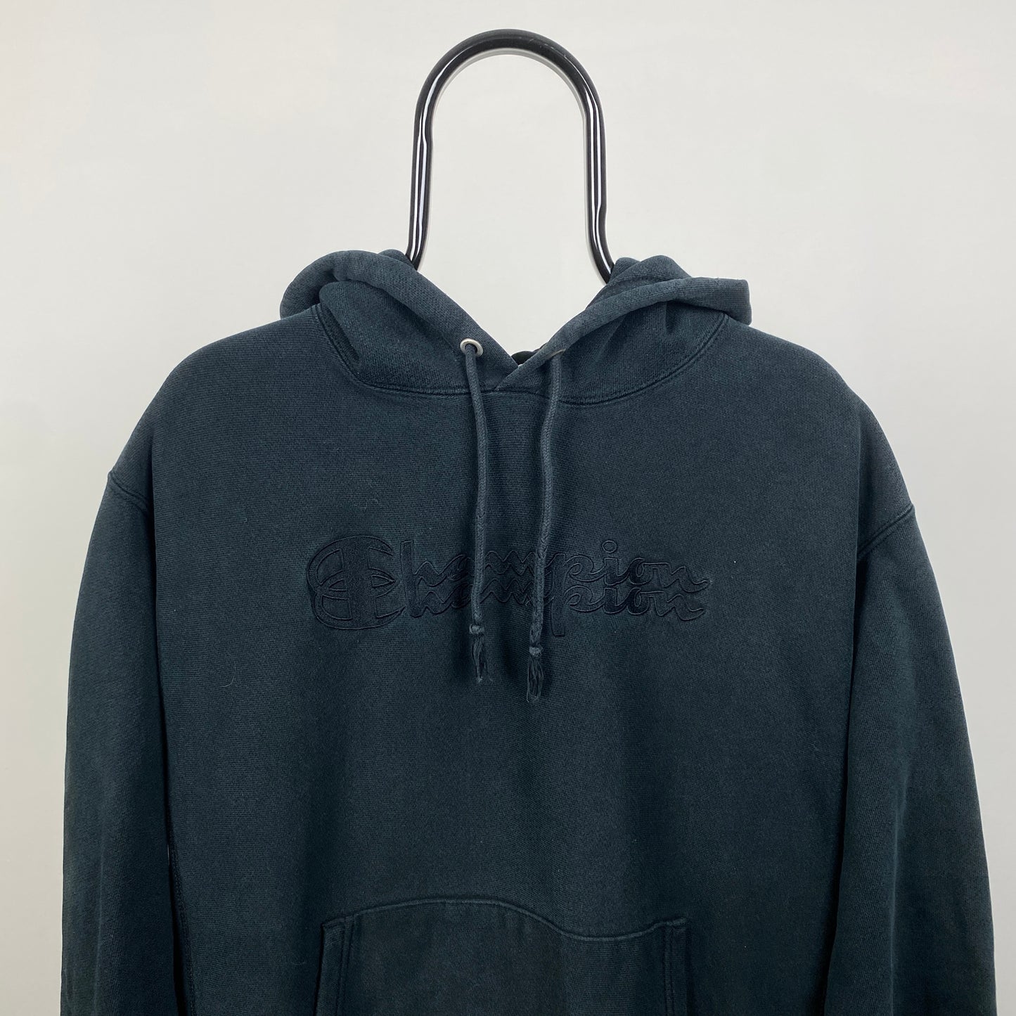 00s Champion Reverse Weave Hoodie Black Large